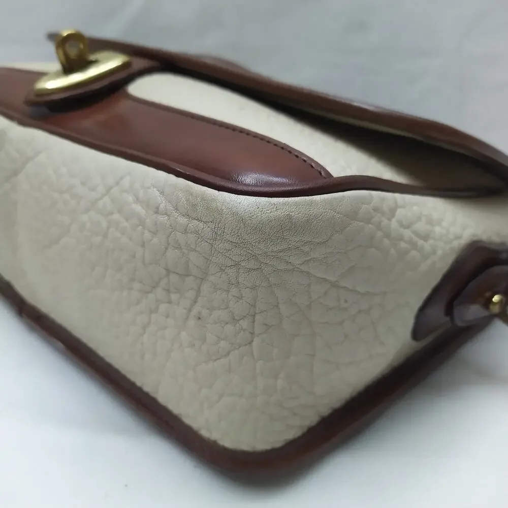 Dooney & Bourke Ivory Pebbled Leather Buckle Satchel Crossbody Bag - Made in USA